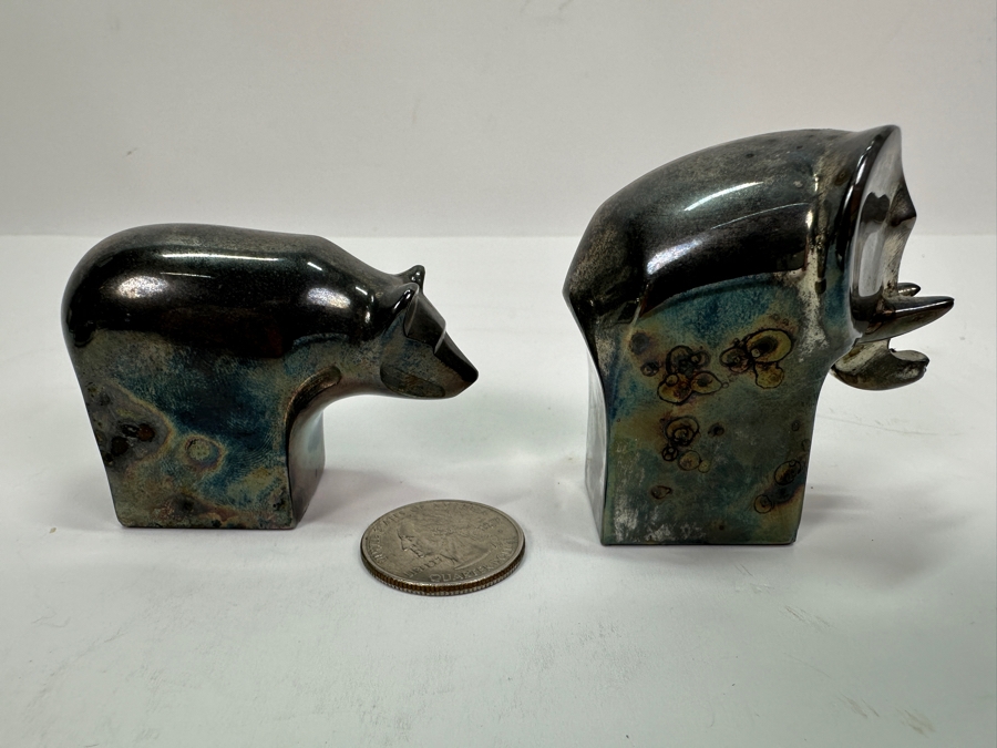 Pair Of Dansk Silverplate Bear & Elephant Animal Figurines [Photo 3]