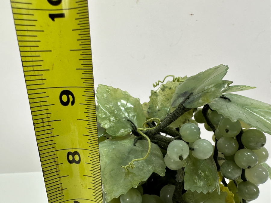 Vintage Chinese Stone Grapes Sculpture With Cloisonne Pot 9H [Photo 8]