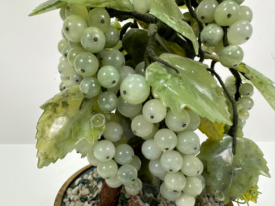 Vintage Chinese Stone Grapes Sculpture With Cloisonne Pot 9H [Photo 7]