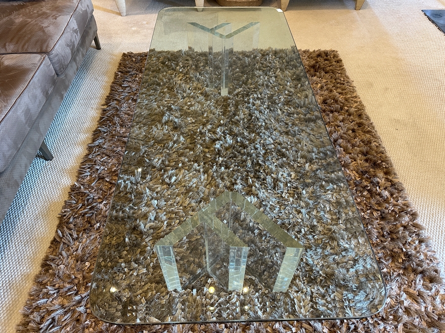 Lucite Base Glass Top Rectangular Coffee Table 72W X 30D X 15.5H [Photo 5]