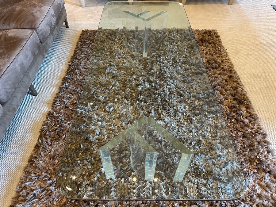 Lucite Base Glass Top Rectangular Coffee Table 72W X 30D X 15.5H [Photo 8]