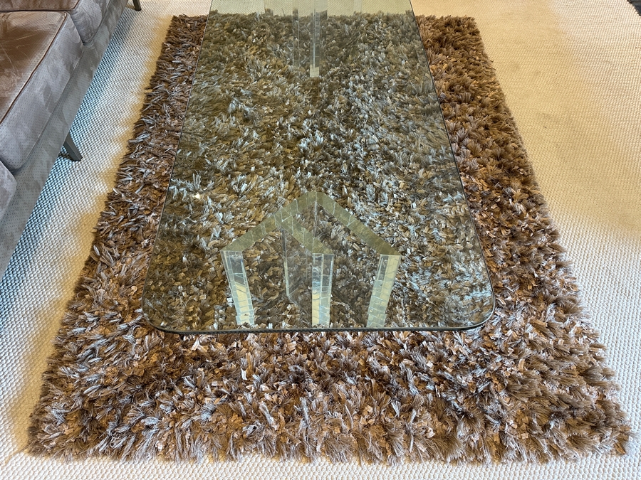 Lucite Base Glass Top Rectangular Coffee Table 72W X 30D X 15.5H [Photo 7]