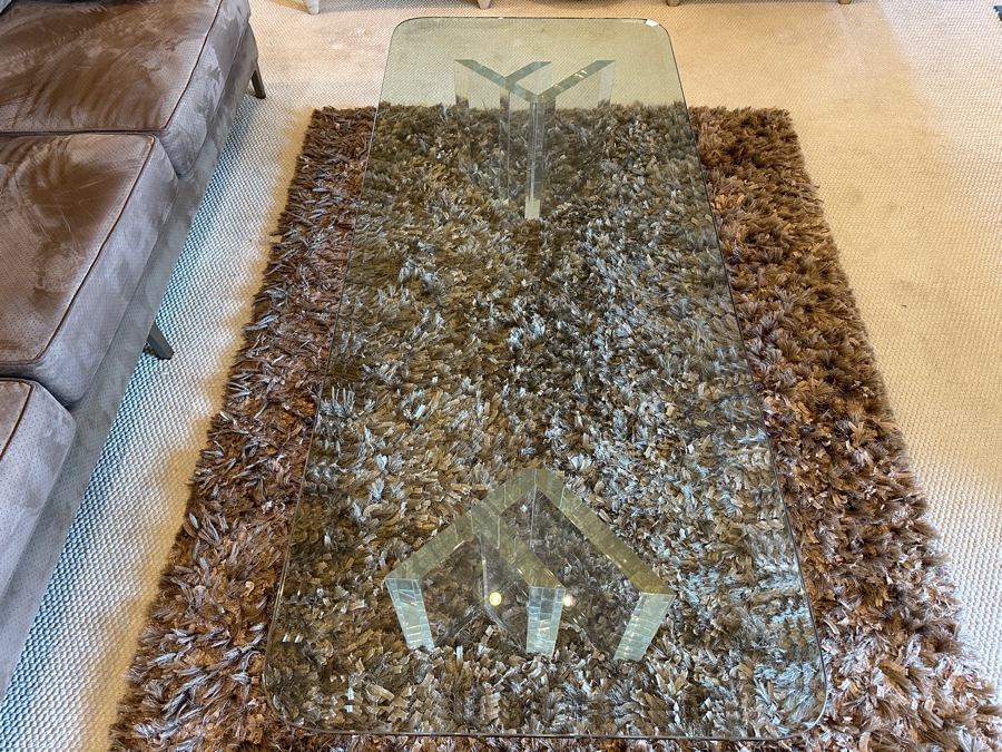 Lucite Base Glass Top Rectangular Coffee Table 72W X 30D X 15.5H [Photo 6]