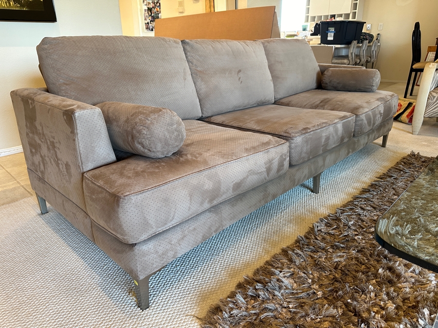 Suede Leather Sofa With Chrome Feet By Carter 93L X 36D X 33.5H [Photo 6]