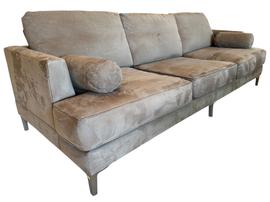 Suede Leather Sofa With Chrome Feet By Carter 93L X 36D X 33.5H