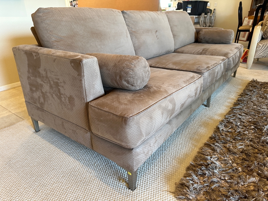 Suede Leather Sofa With Chrome Feet By Carter 93L X 36D X 33.5H [Photo 5]