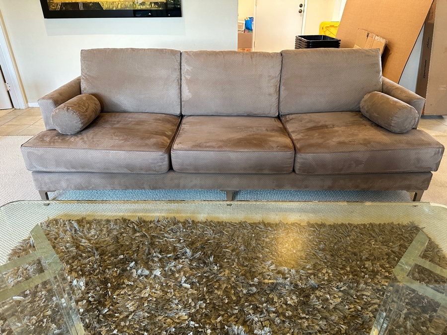 Suede Leather Sofa With Chrome Feet By Carter 93L X 36D X 33.5H [Photo 2]