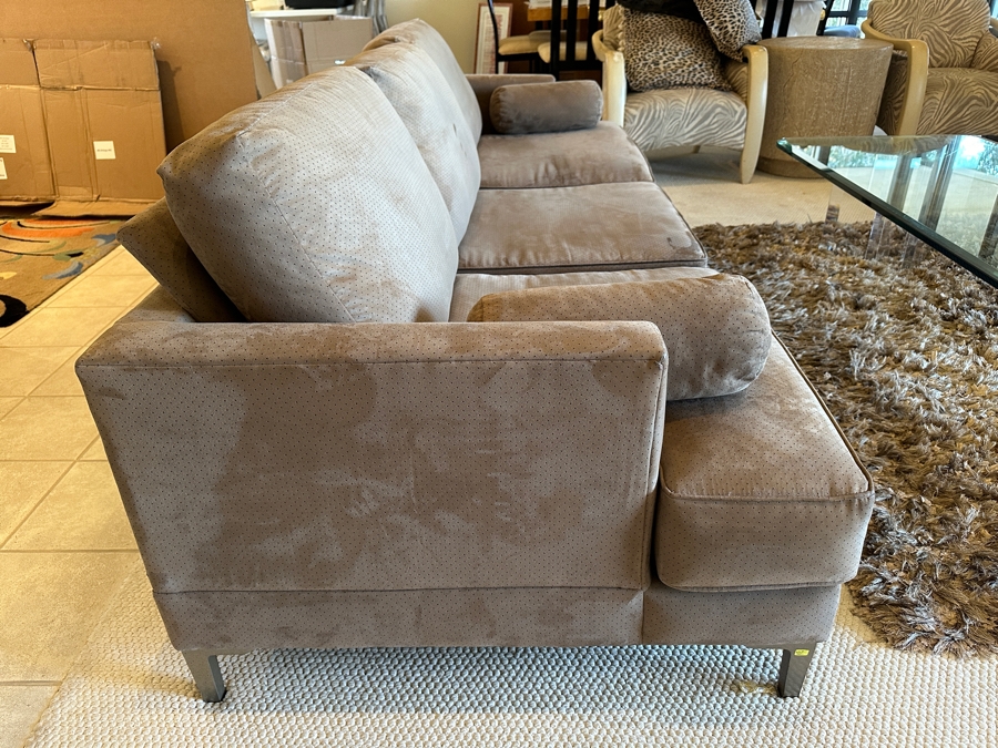 Suede Leather Sofa With Chrome Feet By Carter 93L X 36D X 33.5H [Photo 4]