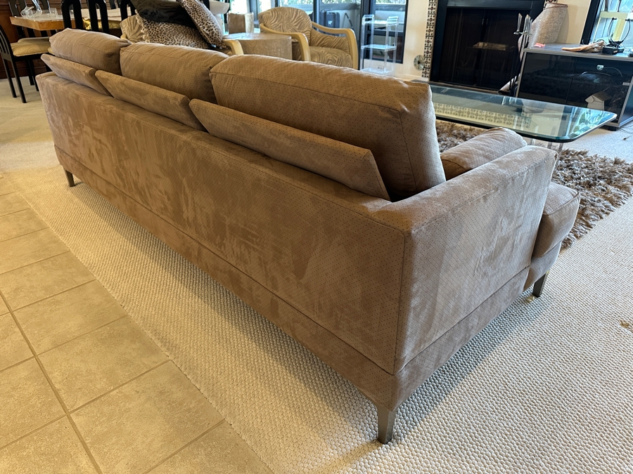 Suede Leather Sofa With Chrome Feet By Carter 93L X 36D X 33.5H [Photo 8]
