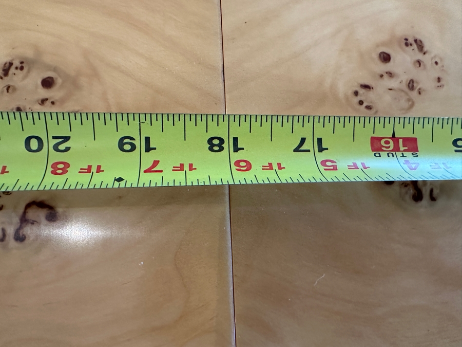 Stunning Burled Walnut Dining Table 72W X 38D X 29H With Built-In Storage Compartment For Storing 2 Extra Leaves (Each 18'L) And Eight Italian Art Deco Style Black Lacquer Dining Chairs (Shown W/ Leaves In Place) [Photo 23]