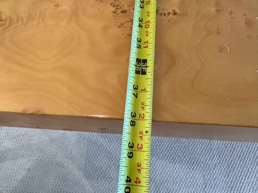 Stunning Burled Walnut Dining Table 72W X 38D X 29H With Built-In Storage Compartment For Storing 2 Extra Leaves (Each 18'L) And Eight Italian Art Deco Style Black Lacquer Dining Chairs (Shown W/ Leaves In Place) [Photo 15]