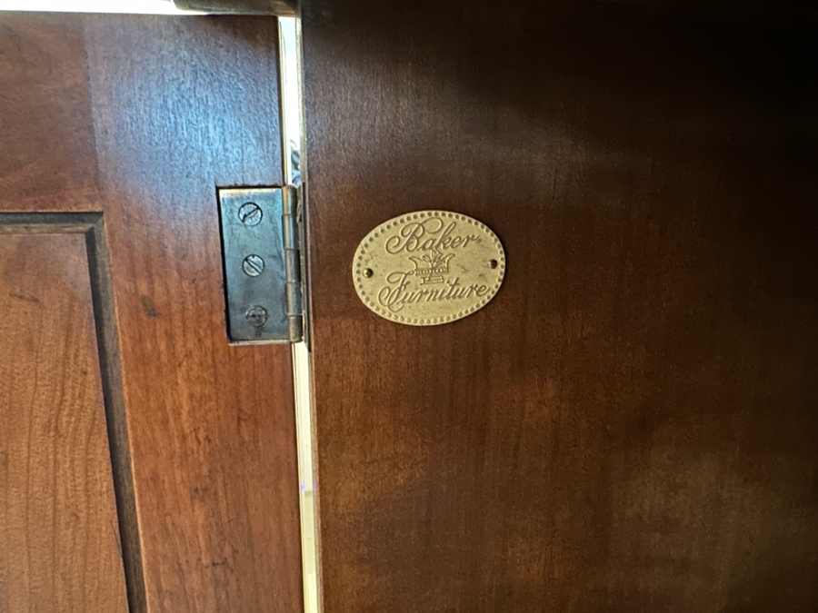 Stunning Baker Furniture Bookcase China Cabinet With Curved Glass Front And Lockable Doors 96W X 16D X 90H [Photo 8]