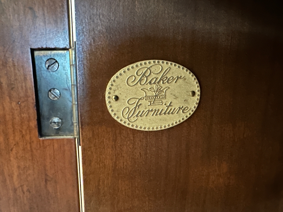 Stunning Baker Furniture Bookcase China Cabinet With Curved Glass Front And Lockable Doors 96W X 16D X 90H [Photo 7]