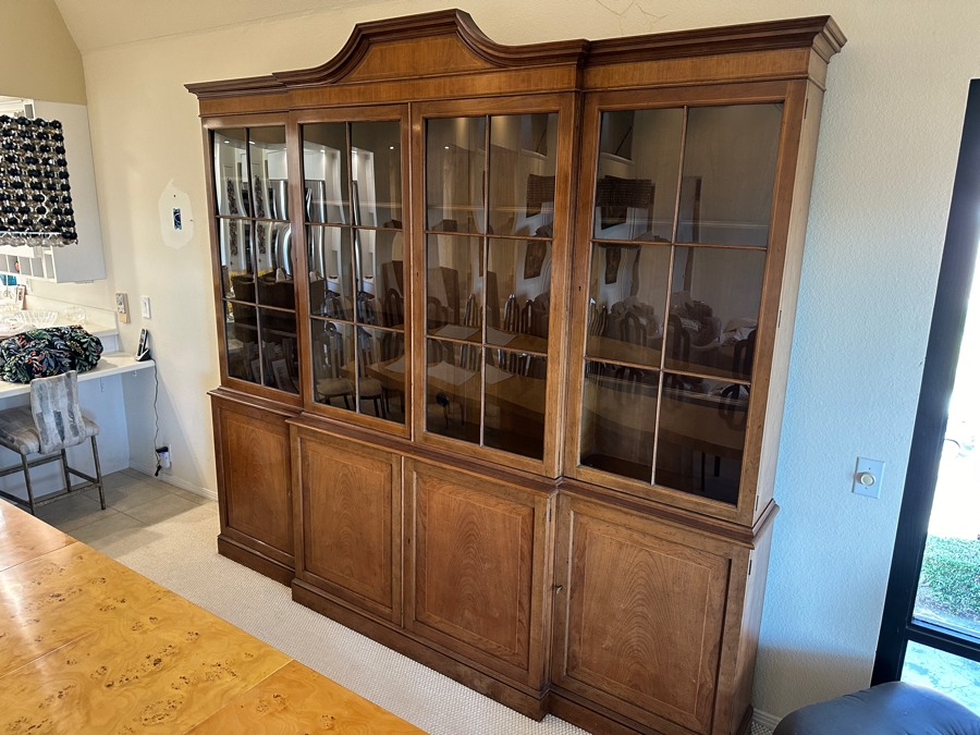 Stunning Baker Furniture Bookcase China Cabinet With Curved Glass Front And Lockable Doors 96W X 16D X 90H [Photo 4]