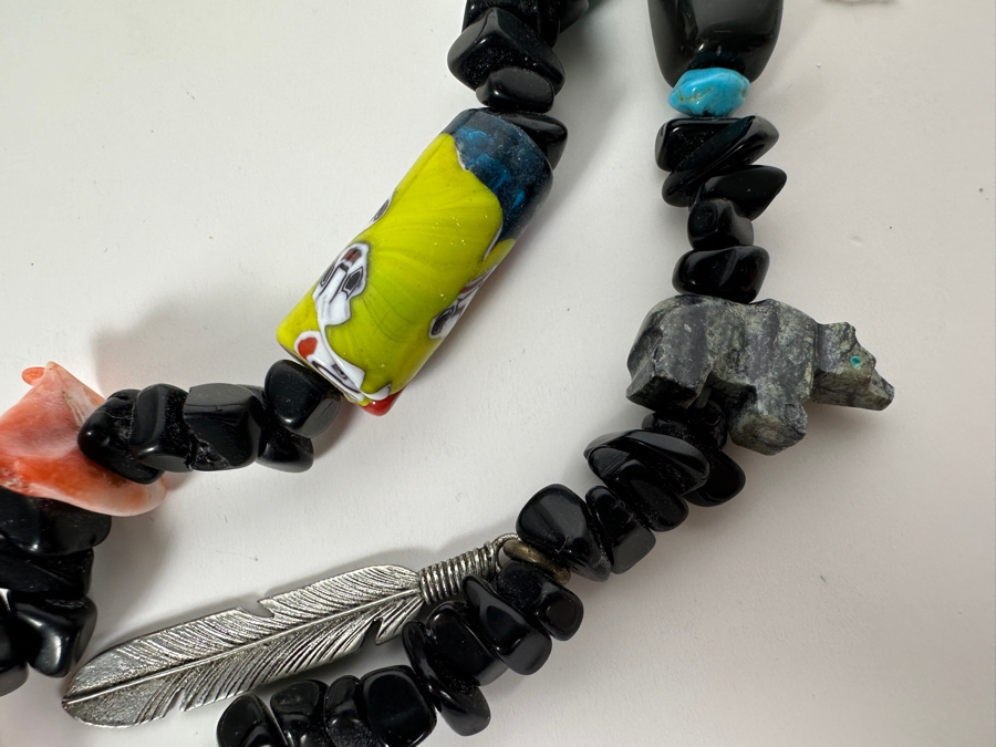 Sterling Silver Carved Stone Fetish 28' Necklace  [Photo 6]