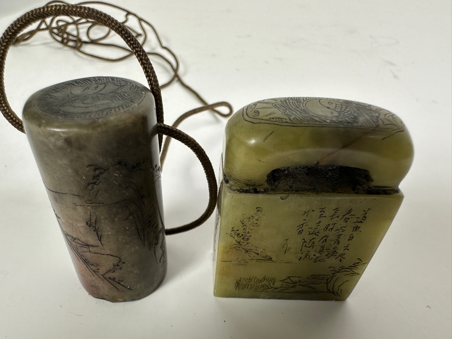 Pair Of Vintage Chinese Carved Stone Seals [Photo 8]
