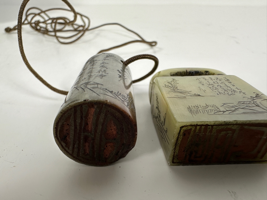 Pair Of Vintage Chinese Carved Stone Seals [Photo 7]