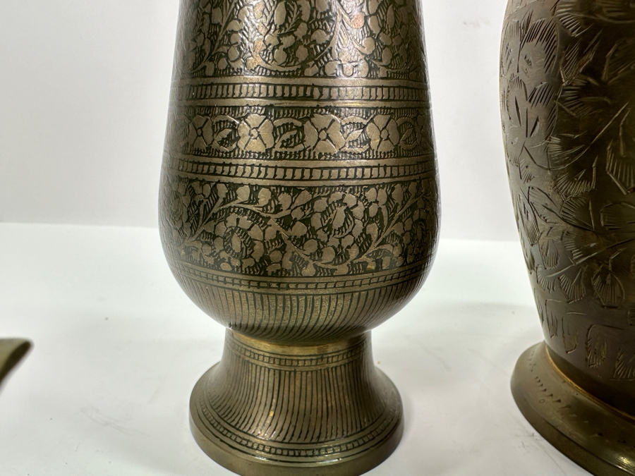 Brass Lot From India: Camel Figurine, Elephant Figurine, Vase & Urn [Photo 5]