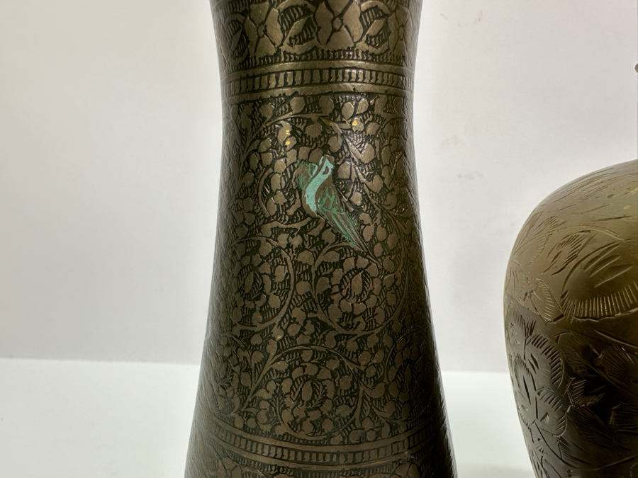 Brass Lot From India: Camel Figurine, Elephant Figurine, Vase & Urn [Photo 4]