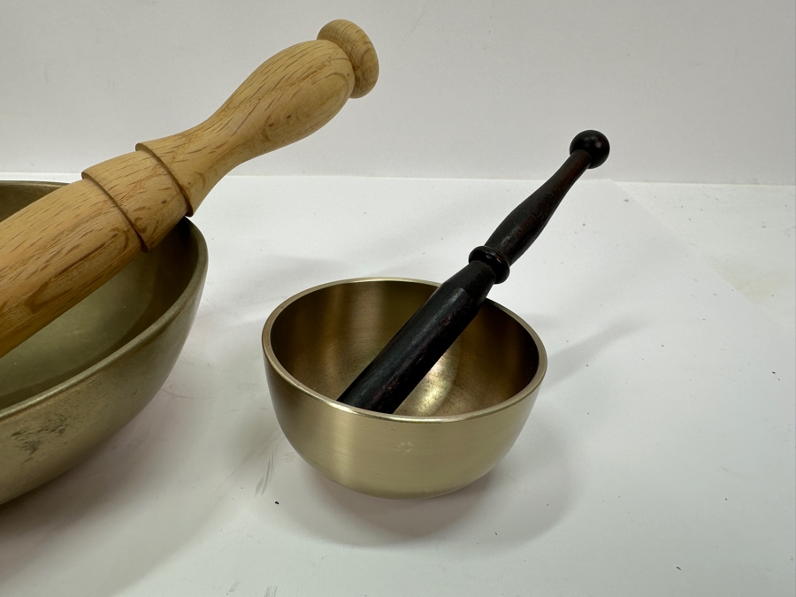 Three Brass Tibetan Bowls In The Key Of A, Bb & E [Photo 5]