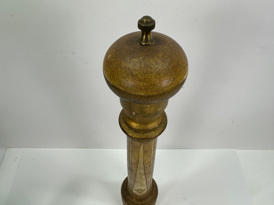 Large Italian Gilt Wooden Pepper Grinder 21H [Photo 3]