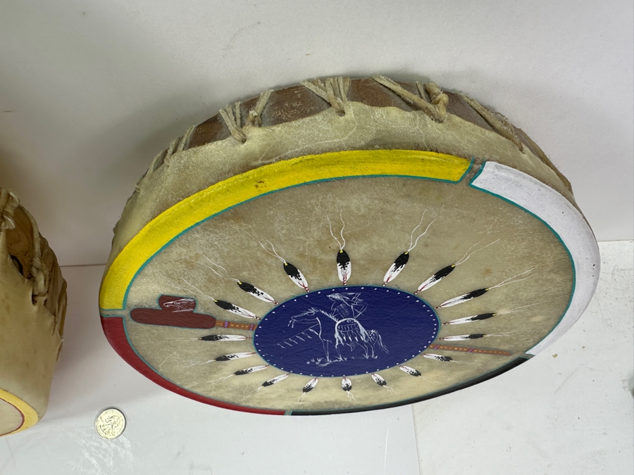 Pair Of Hand Painted Drums By David S. Mills 17W & 10W Large Drum Retails For $190 [Photo 6]