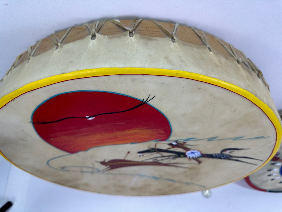 Pair Of Hand Painted Drums By David S. Mills 17W & 10W Large Drum Retails For $190 [Photo 5]