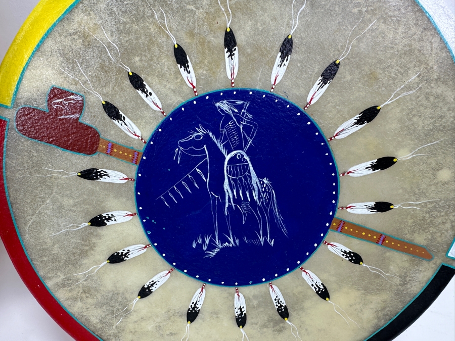 Pair Of Hand Painted Drums By David S. Mills 17W & 10W Large Drum Retails For $190 [Photo 4]