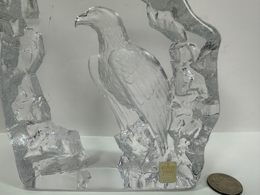 Royal Krona Sweden Crystal Bald Eagle Mats Jonasson 5.5 X 6.5 [Photo 2]