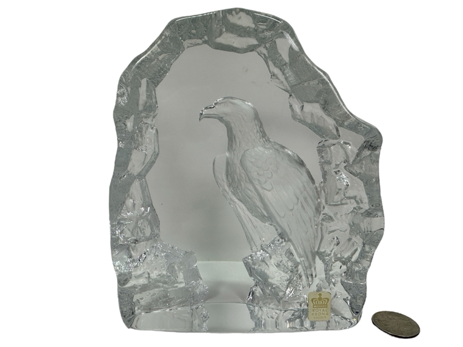 Royal Krona Sweden Crystal Bald Eagle Mats Jonasson 5.5 X 6.5 [Photo 1]