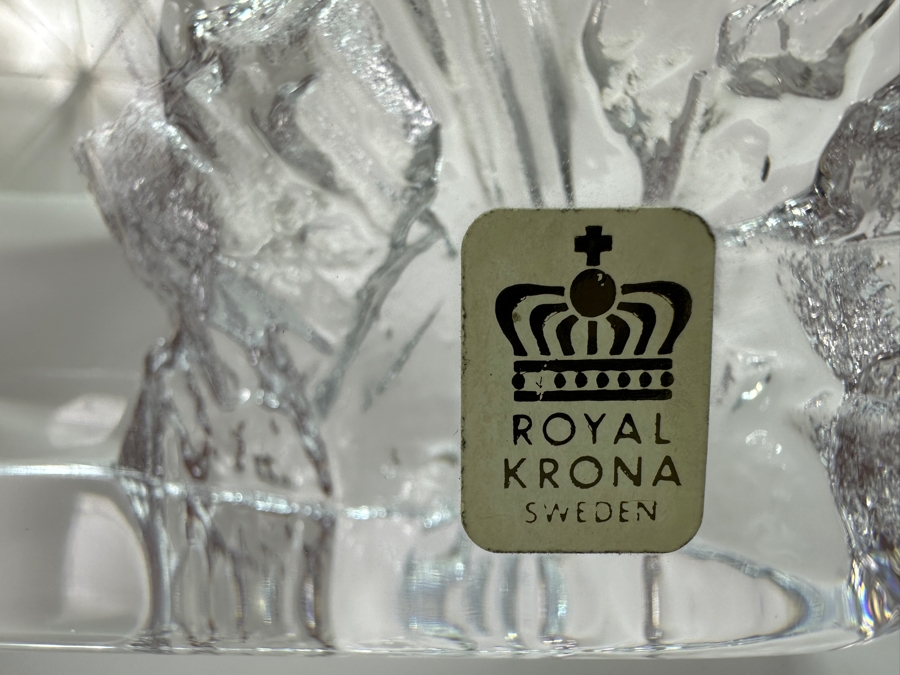 Royal Krona Sweden Crystal Bald Eagle Mats Jonasson 5.5 X 6.5 [Photo 3]