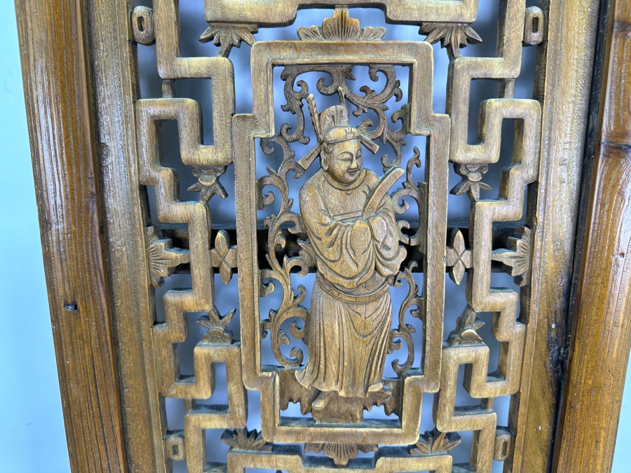Vintage Chinese Relief Carved Wooden Panel 13 X 44 [Photo 2]