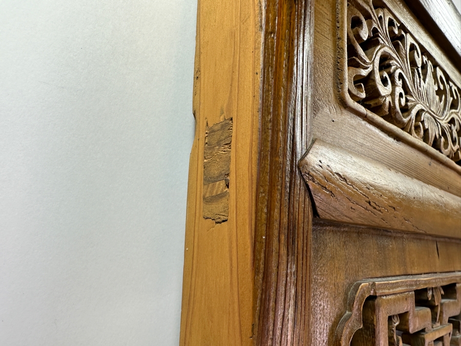 Vintage Chinese Relief Carved Wooden Panel 13 X 44 [Photo 6]