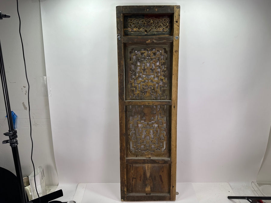 Vintage Chinese Relief Carved Wooden Panel 13 X 44 [Photo 8]