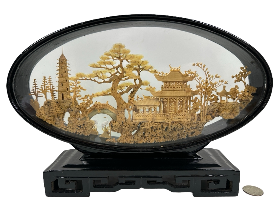 Vintage Chinese Cork Carving From Shanghai 12.5W X 3D X 9H