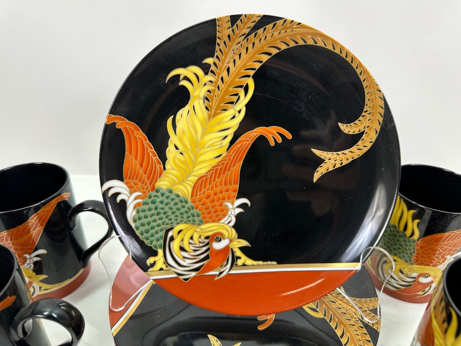 Fitz And Floyd Fine Porcelain 'Faisan D'Or' (5) 7.5' Plates & (4) Mugs [Photo 2]