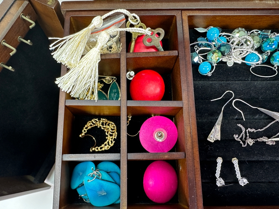 Jewelry Box With Mainly Costume Jewelry 12W X 8D X 11H - See Photos [Photo 6]