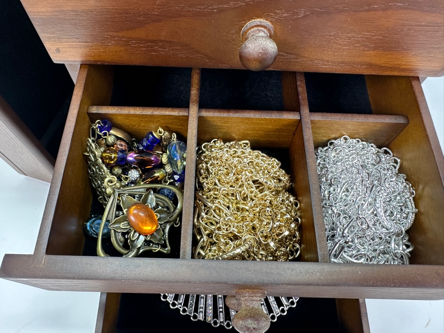 Jewelry Box With Mainly Costume Jewelry 12W X 8D X 11H - See Photos [Photo 9]