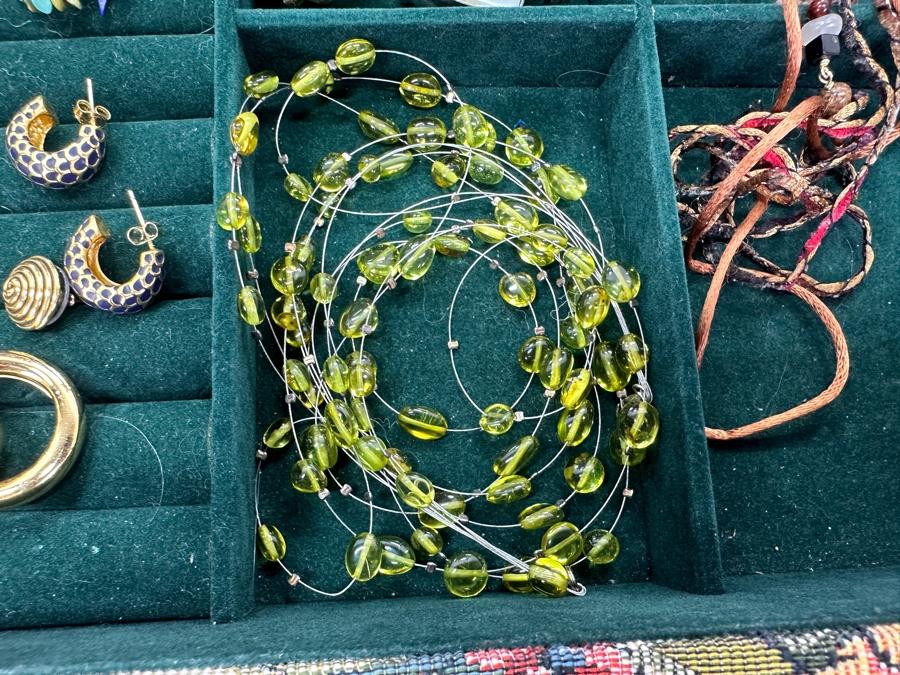 Jewelry Box With Mainly Costume Jewelry 15W X 12D X 11H - See Photos [Photo 6]