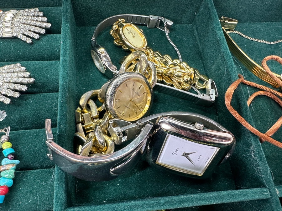 Jewelry Box With Mainly Costume Jewelry 15W X 12D X 11H - See Photos [Photo 7]