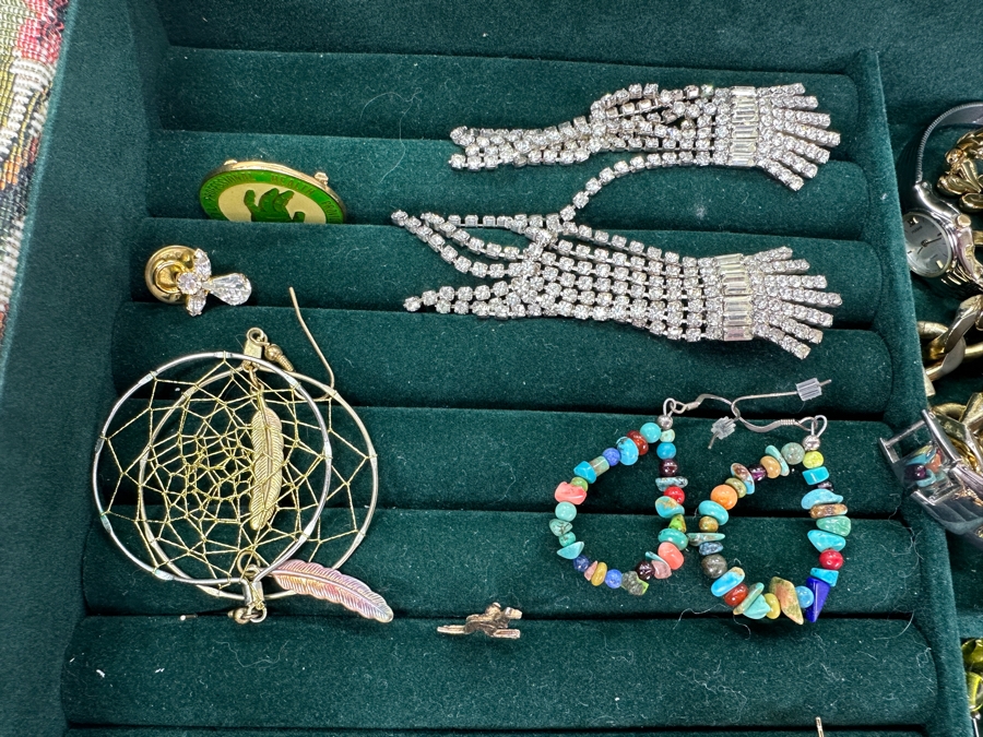 Jewelry Box With Mainly Costume Jewelry 15W X 12D X 11H - See Photos [Photo 5]