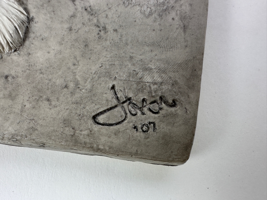 Joan Lacy Bas-Relief Dog Sculpture Signed Lower Right 10.5 X 10.5 [Photo 3]