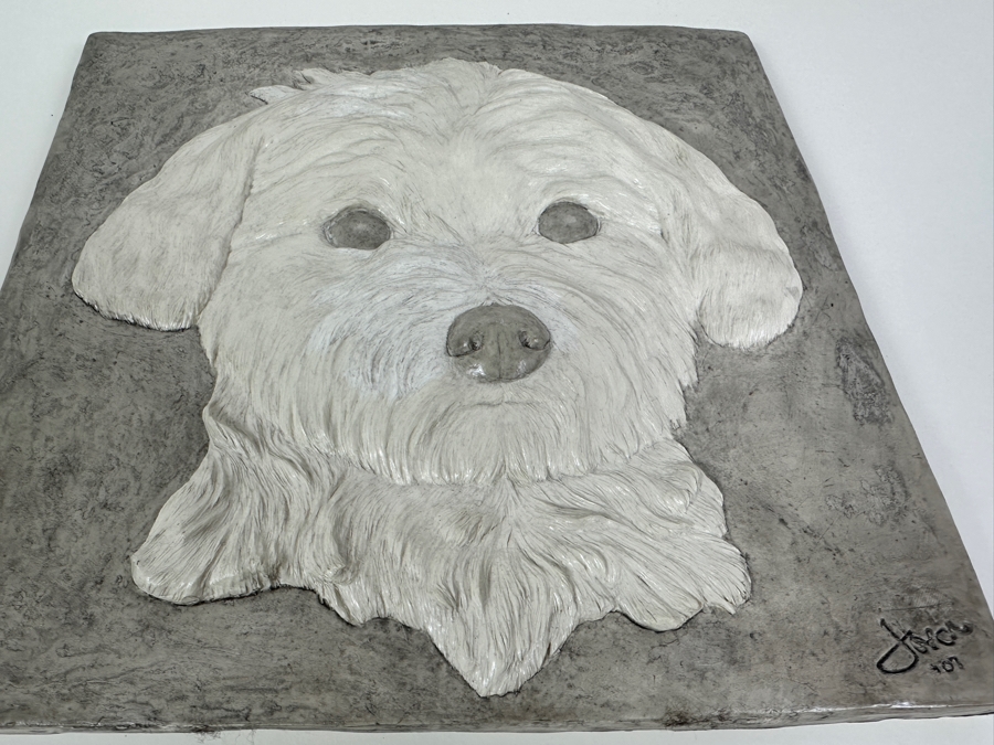 Joan Lacy Bas-Relief Dog Sculpture Signed Lower Right 10.5 X 10.5 [Photo 2]