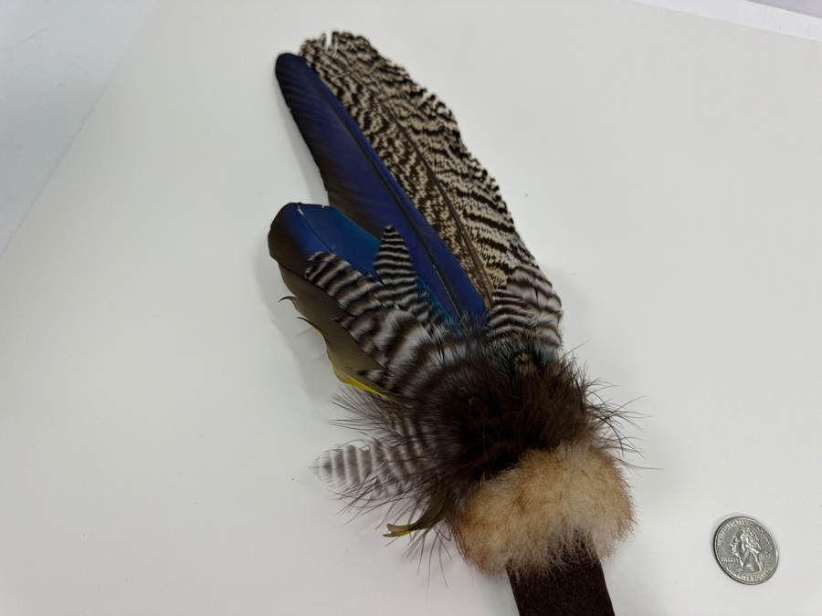 Set Of Feather Fans With Beadwork & Carved Stone Bear [Photo 4]