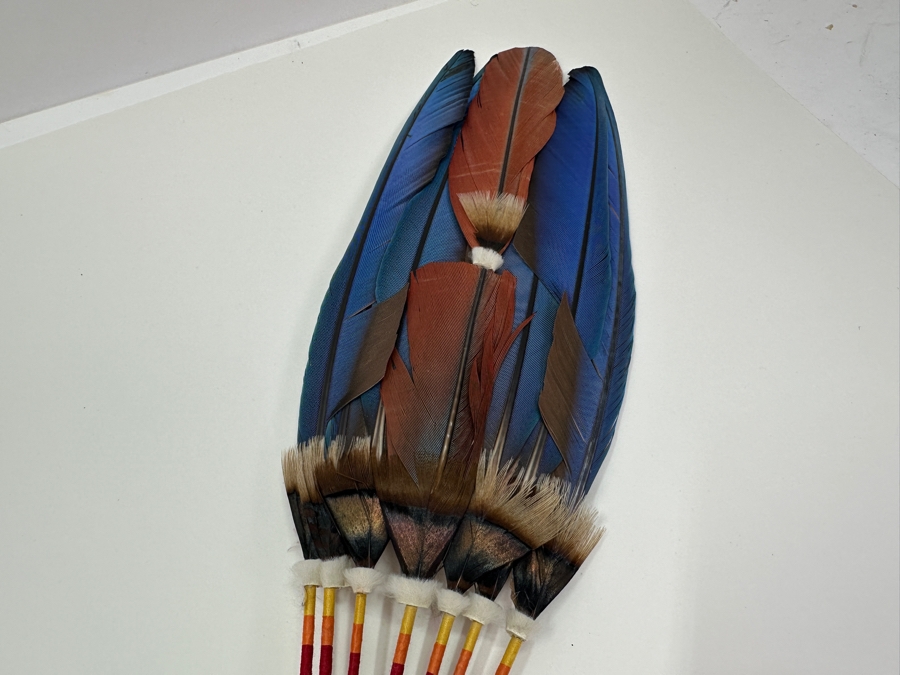 Set Of Feather Fans With Beadwork & Carved Stone Bear [Photo 3]