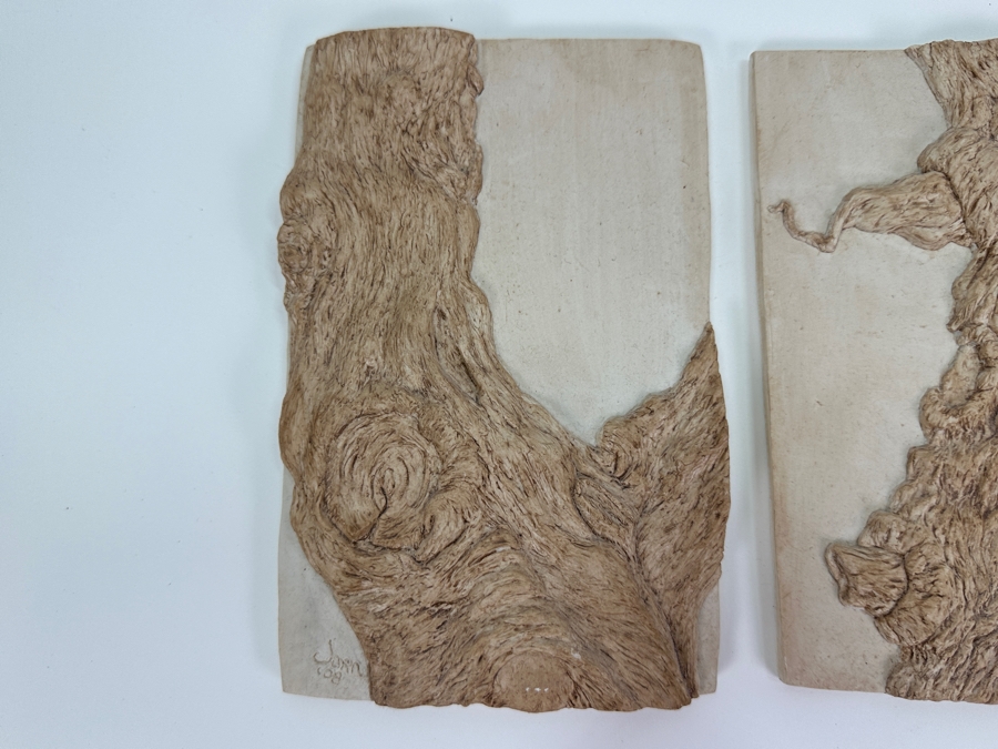 (3) Joan Lacy Bas-Relief Tree Sculptures Signed 14 X 8 [Photo 2]
