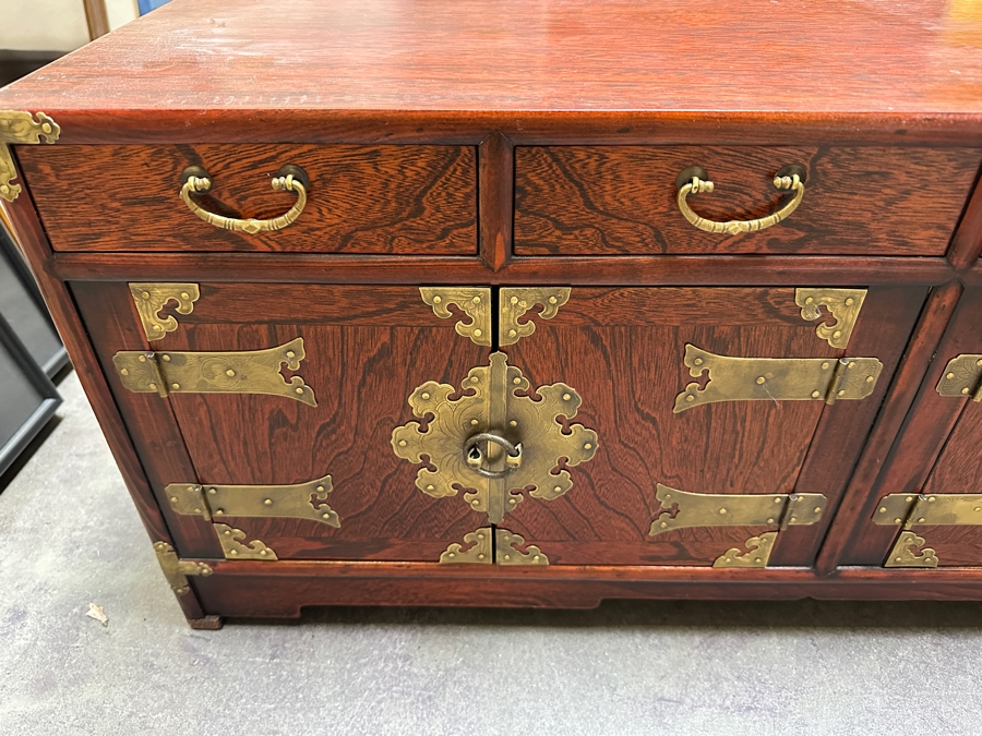 Small Korean Chest Of Drawers With Brass Ornamentation 35.5W X 12.5D X 15H [Photo 3]