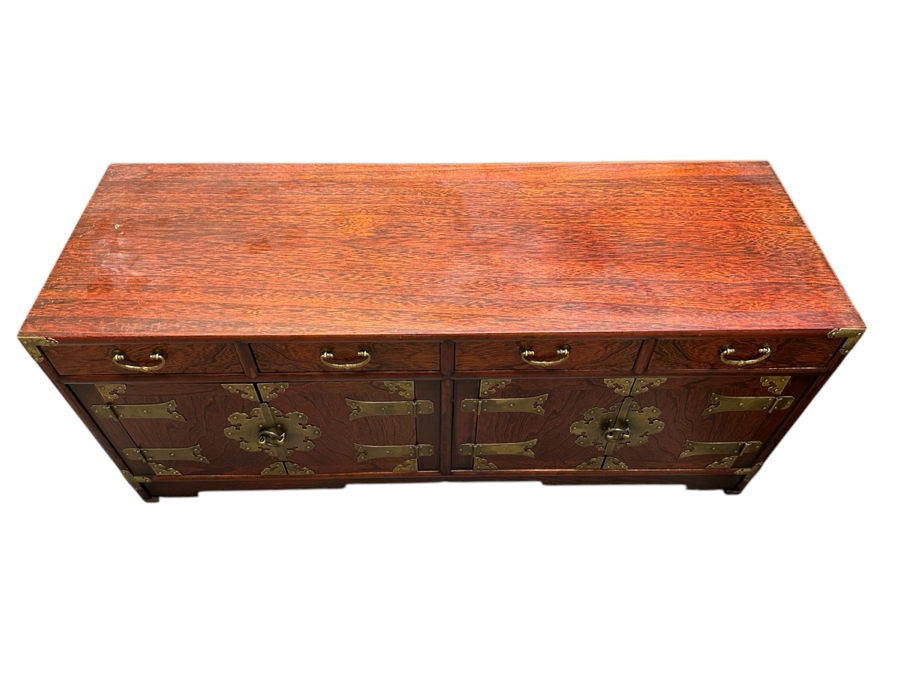 Small Korean Chest Of Drawers With Brass Ornamentation 35.5W X 12.5D X 15H [Photo 2]