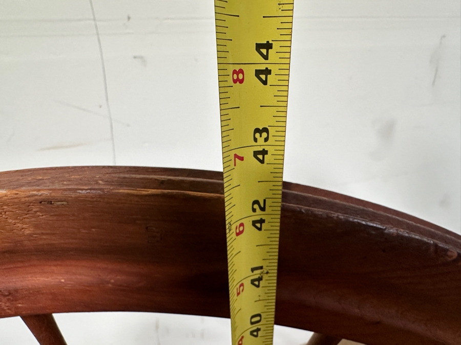 Antique Wooden Spinning Wheel With Multiple Spools 41W X 43H [Photo 6]