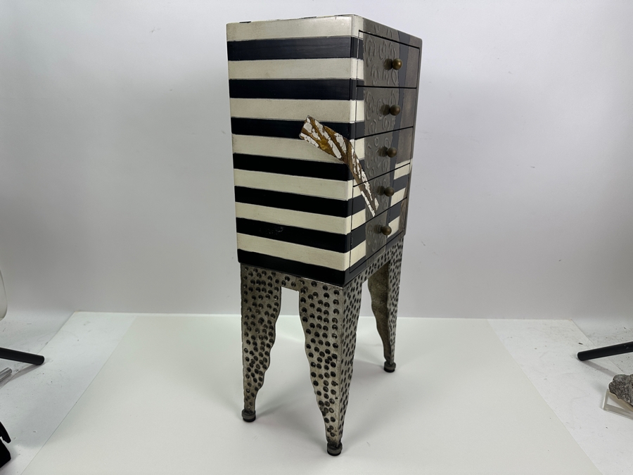 Etori Sottsass Style Table Top 5-Drawer Jewelry Box With Metal Legs 9W X 6D X 20.5H [Photo 4]